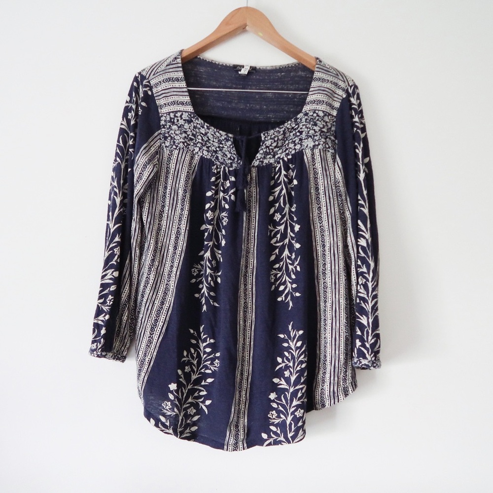 Lucky Brand Boho Linen Blend Tunic Top
